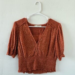 Abercrombie Terracotta Dotted Blouse